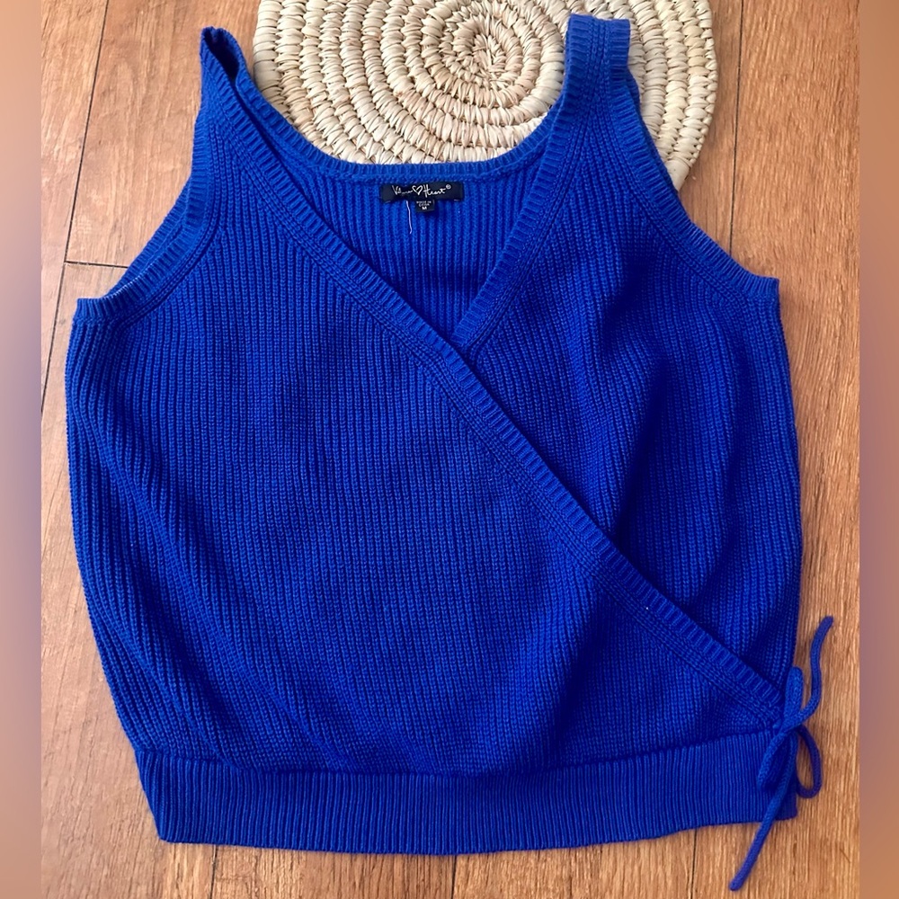 Velvet Heart Surplice Blue Wrap Knit Sweater Tank Top
